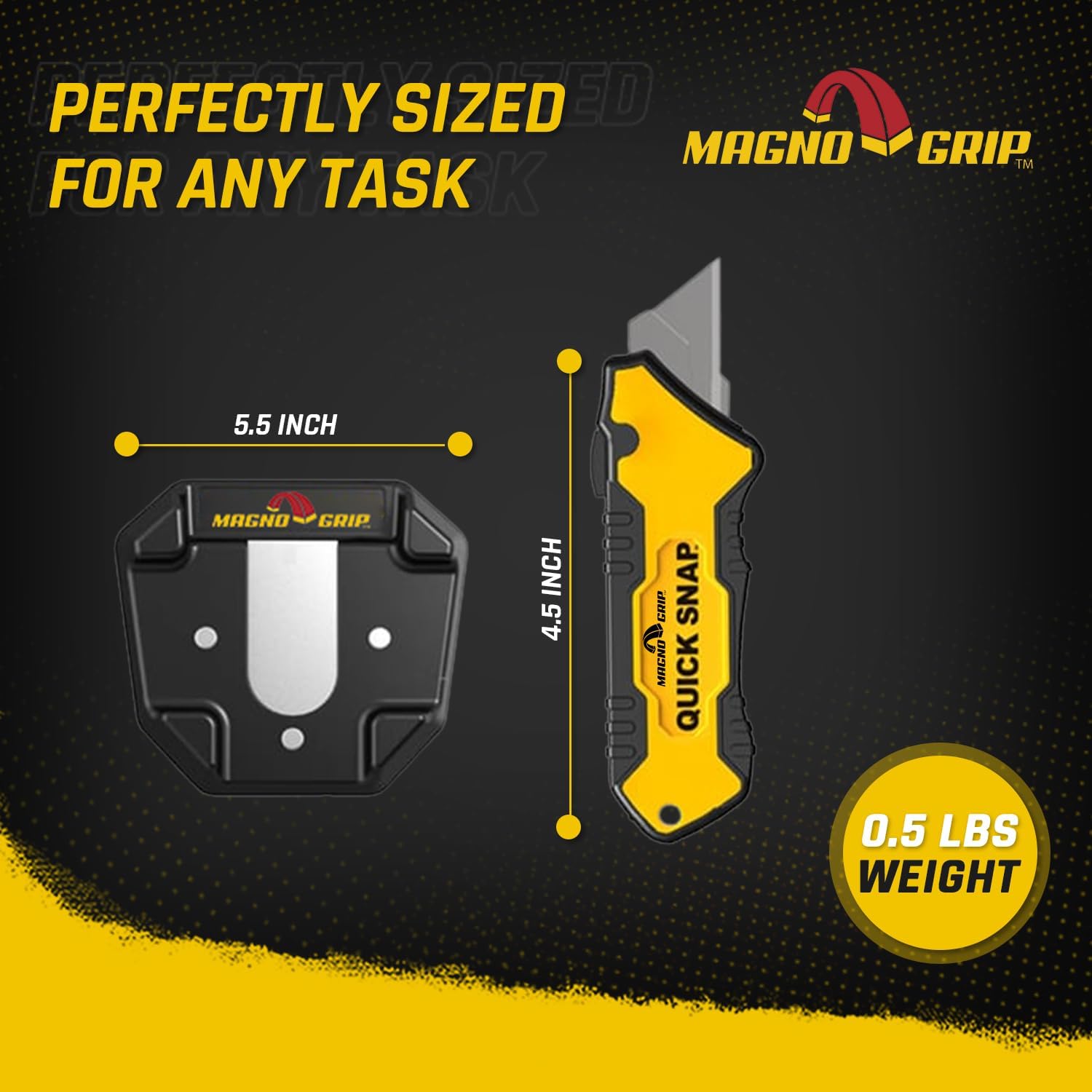 MagnoGrip Quick Snap Magnetic Utility Knife – Heavy-Duty Retractable Box Cutter with Quick Blade Change, Magnetic Holder, Ergonomic Grip & Safety Lock – Ideal for DIY, HVAC & Industrial Use.