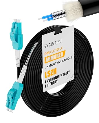 Uniboot OM3 LC to LC Fiber Patch Cable 15M/50FT, Outdoor Multimode Duplex