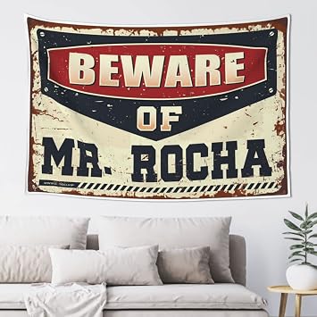 Boys Bedroom Accessories Beware Of Mr. Rocha Tapestry Funny Sogns Room Decor100X150CM