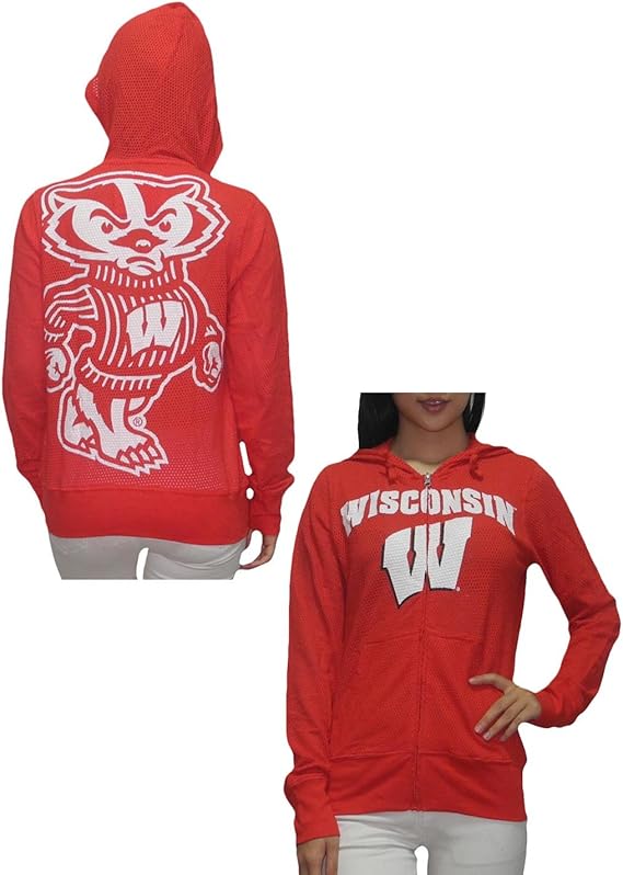 Womens WISCONSIN BADGERS Athletic ZipUp Mesh Lightweight