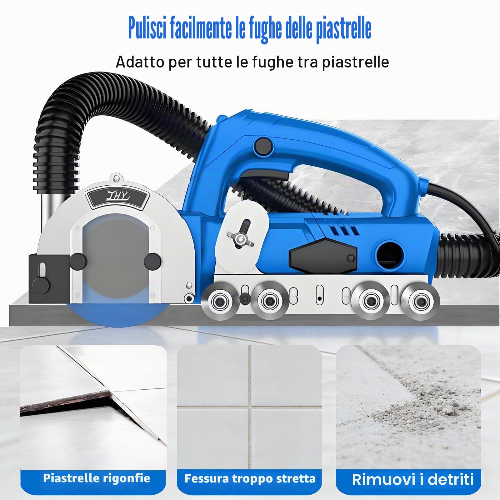 Pulitrice Elettrica per Fughe da 1200 W, Macchina Elettrica per la Pulizia delle Fughe delle Piastrelle, Rimuove la Malta o Pulisce Le Fughe, Le Giunture o Gli Angoli delle Piastrelle.