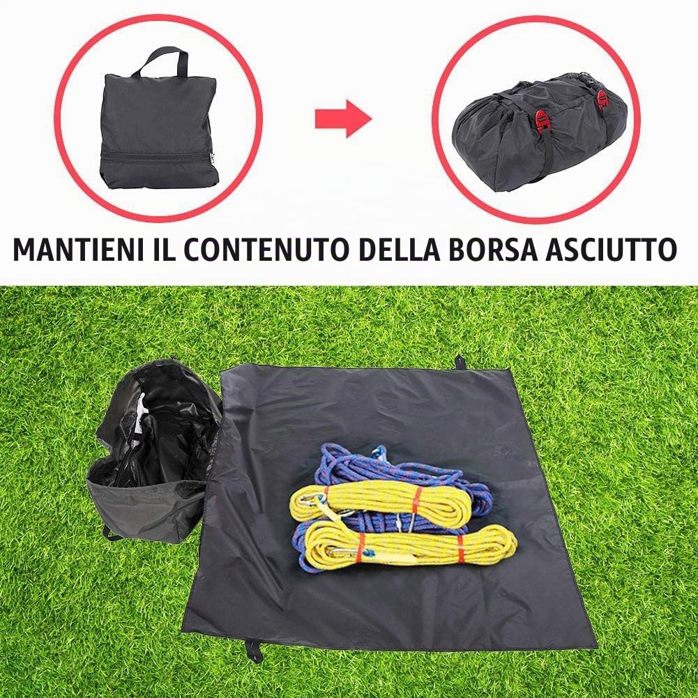 MAGT Borsa per Corda da Arrampicata Zaino per Corda, 144 × 106 cm in Tessuto Oxford 210D Impermeabile per Campeggio Esterna (Nero)