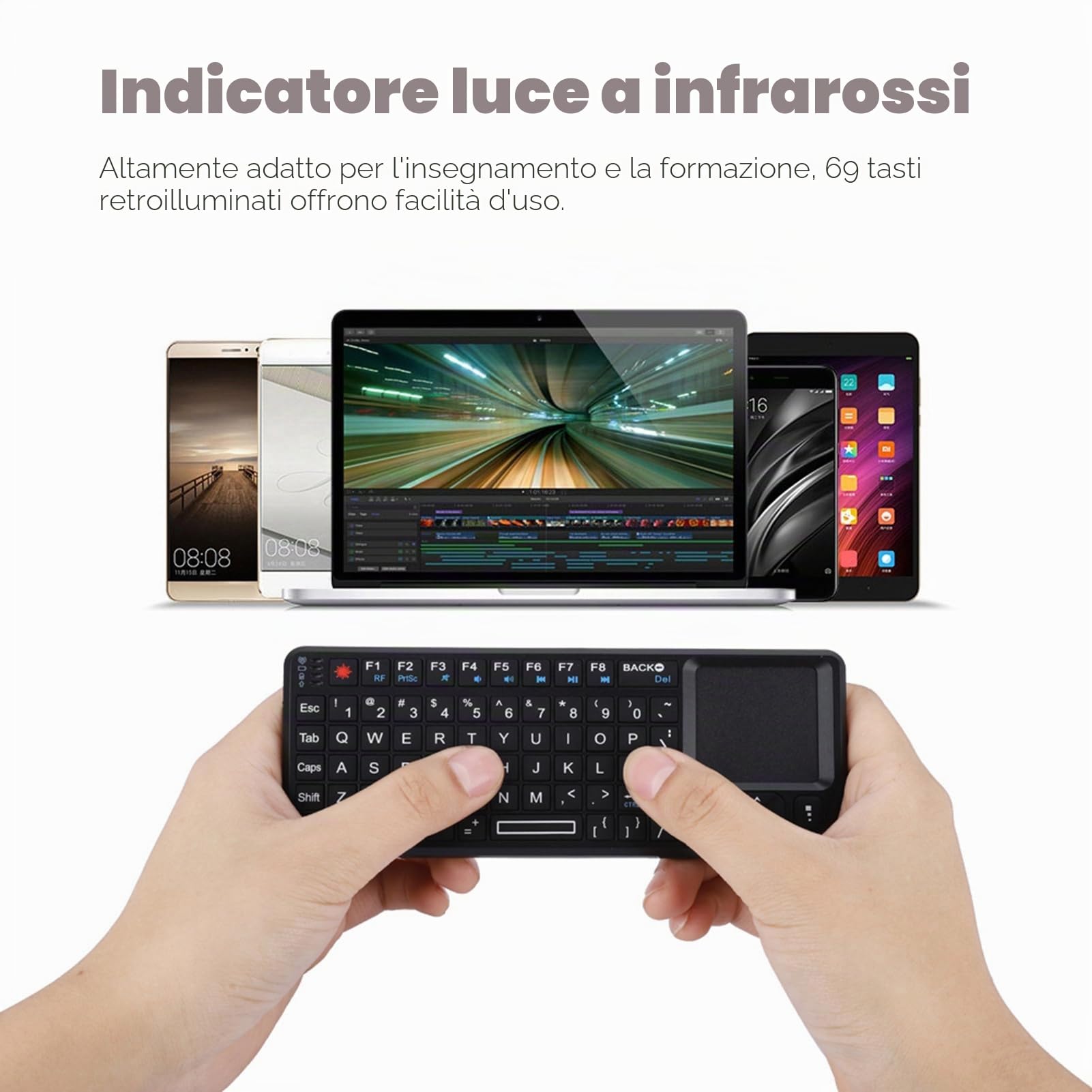 Yunir Mini Tastiera Bluetooth, Portatile Wireless con Touchpad, Compatibile con TV, 360, Smartphone