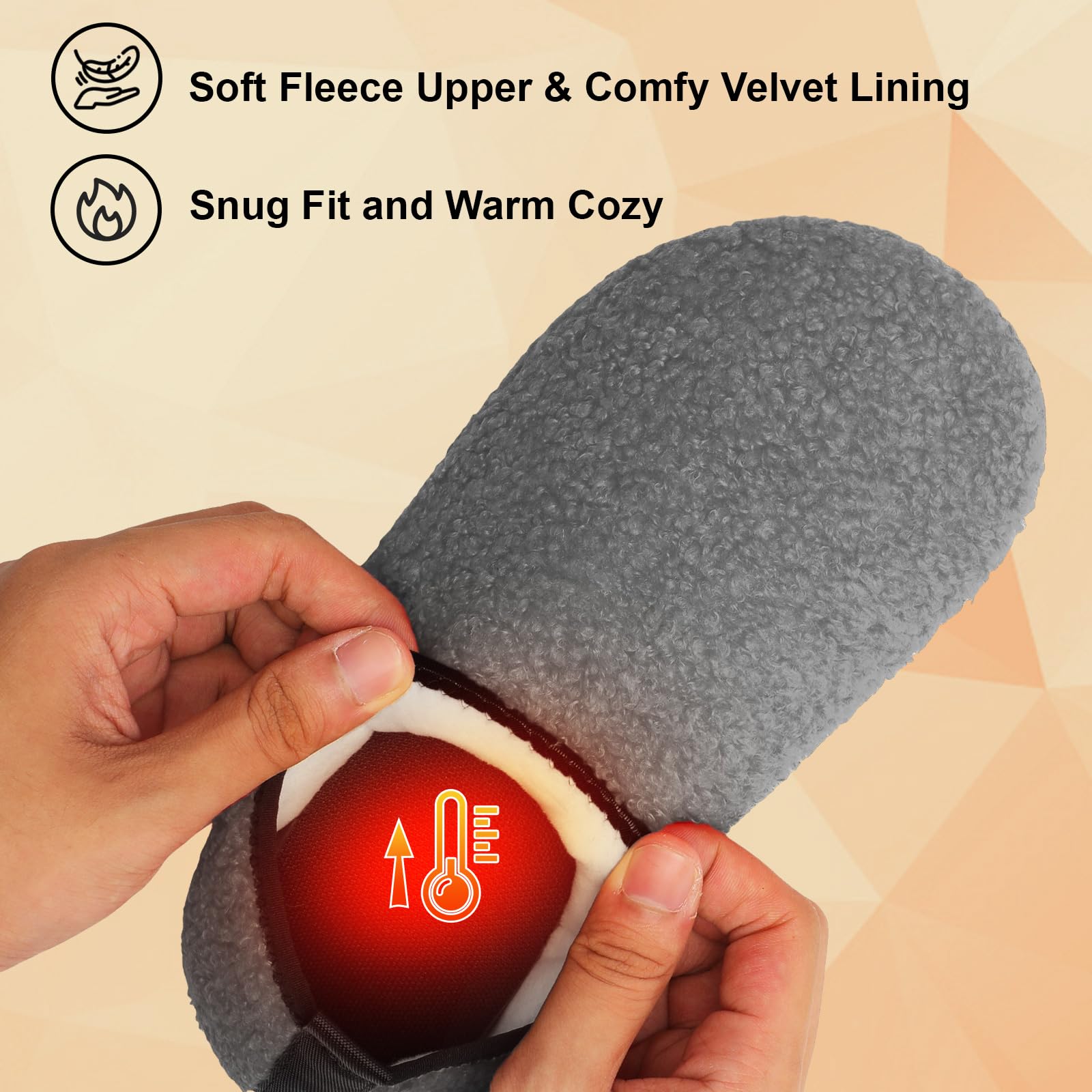 QFH Pantuflas para mujer y hombre, acogedoras, portátiles, de viaje, con suela de goma flexible, forro de terciopelo suave, pantuflas para interiores