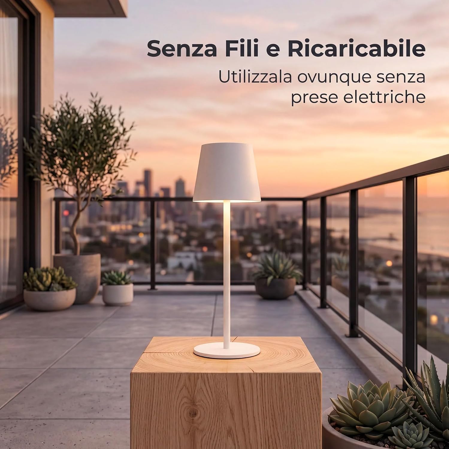 081 Store - 6 PEZZI LAMPADA DA TAVOLO SENZA FILI RICARICABILE BIANCHE, LAMPADA DA TAVOLO LED DIMMERABILE E CON 3 TONALITà DI LUCE, DIMMERABILE 3000-65000K ED IMPERMEABILE IP54