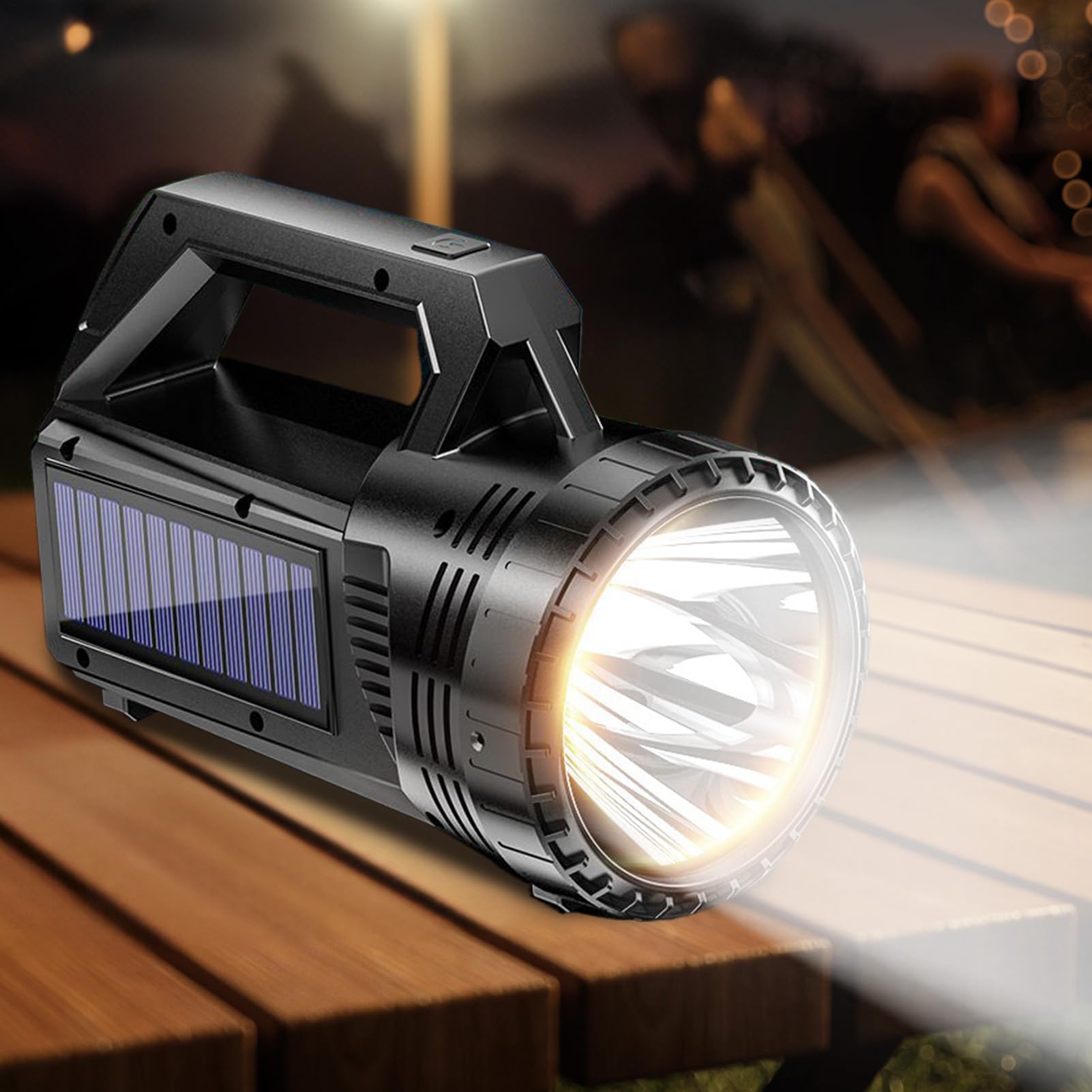 Trwała latarka solarna, latarka LED, niezawodne rozwiązanie energetyczne, ręczna 800 lumenów, jasna konstrukcja ABS, do użytku na zewnątrz na kemping i piesze wycieczki, 19,5 x 12,4 cm