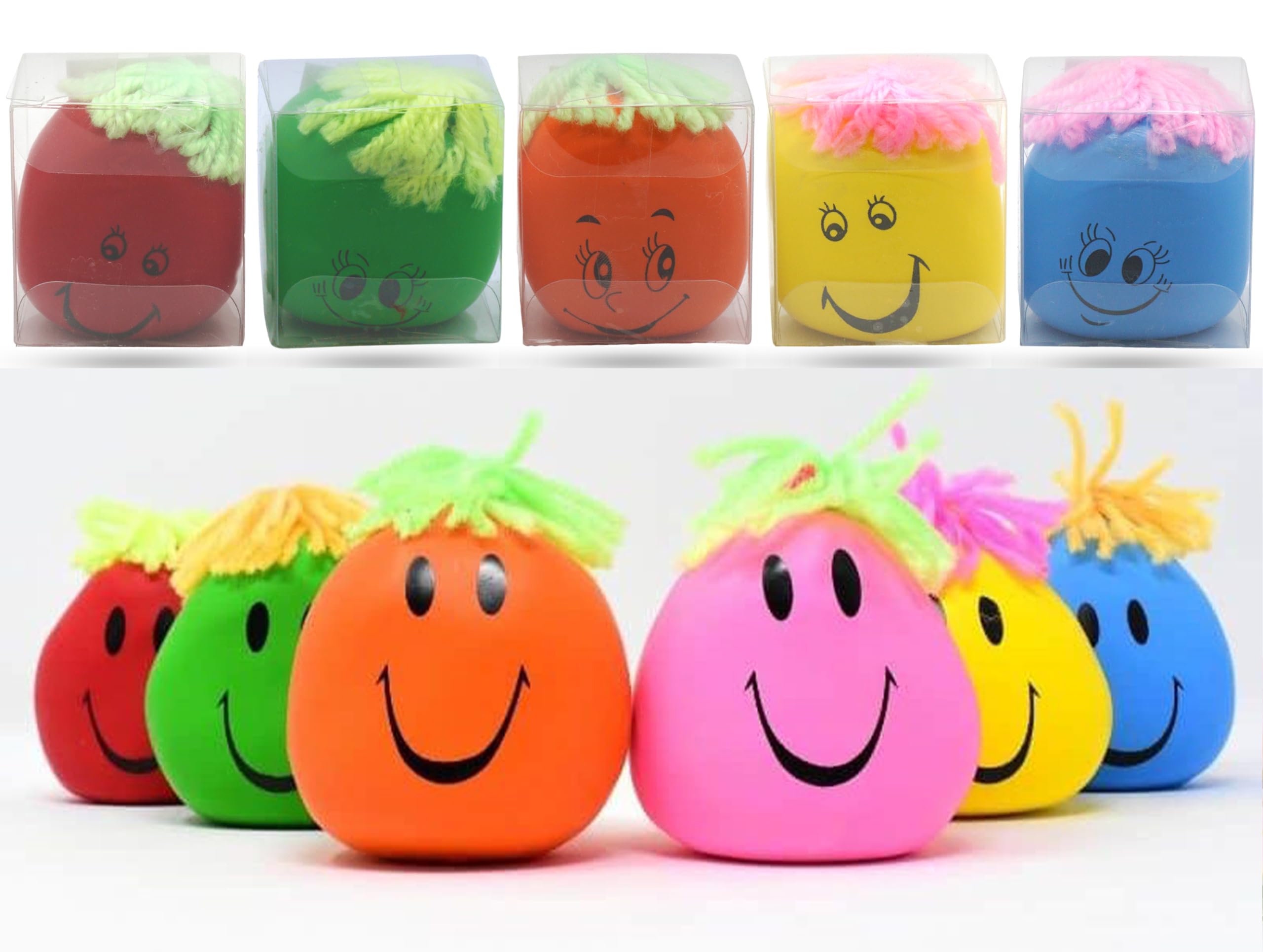 3x Random Colors Balls 3D Squeeze Ball for Kids, Funny Face Stress Relief Ball, Party Favors Fidget Toy, Party Bag Fillers for Kids 3+Years