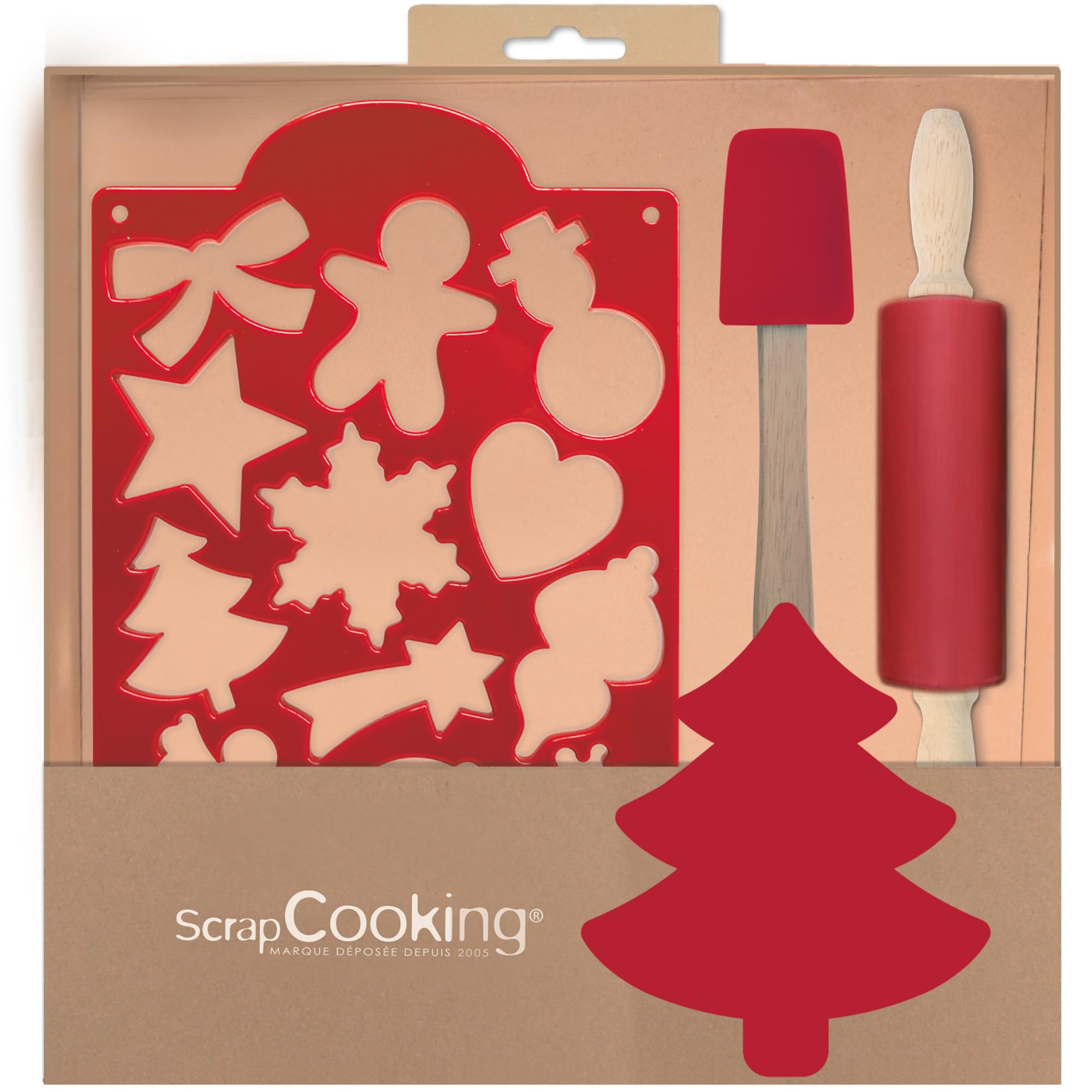 ScrapCooking Coffret Ustensiles Biscuits Noël Enfants Bois Silicone Pâtisserie