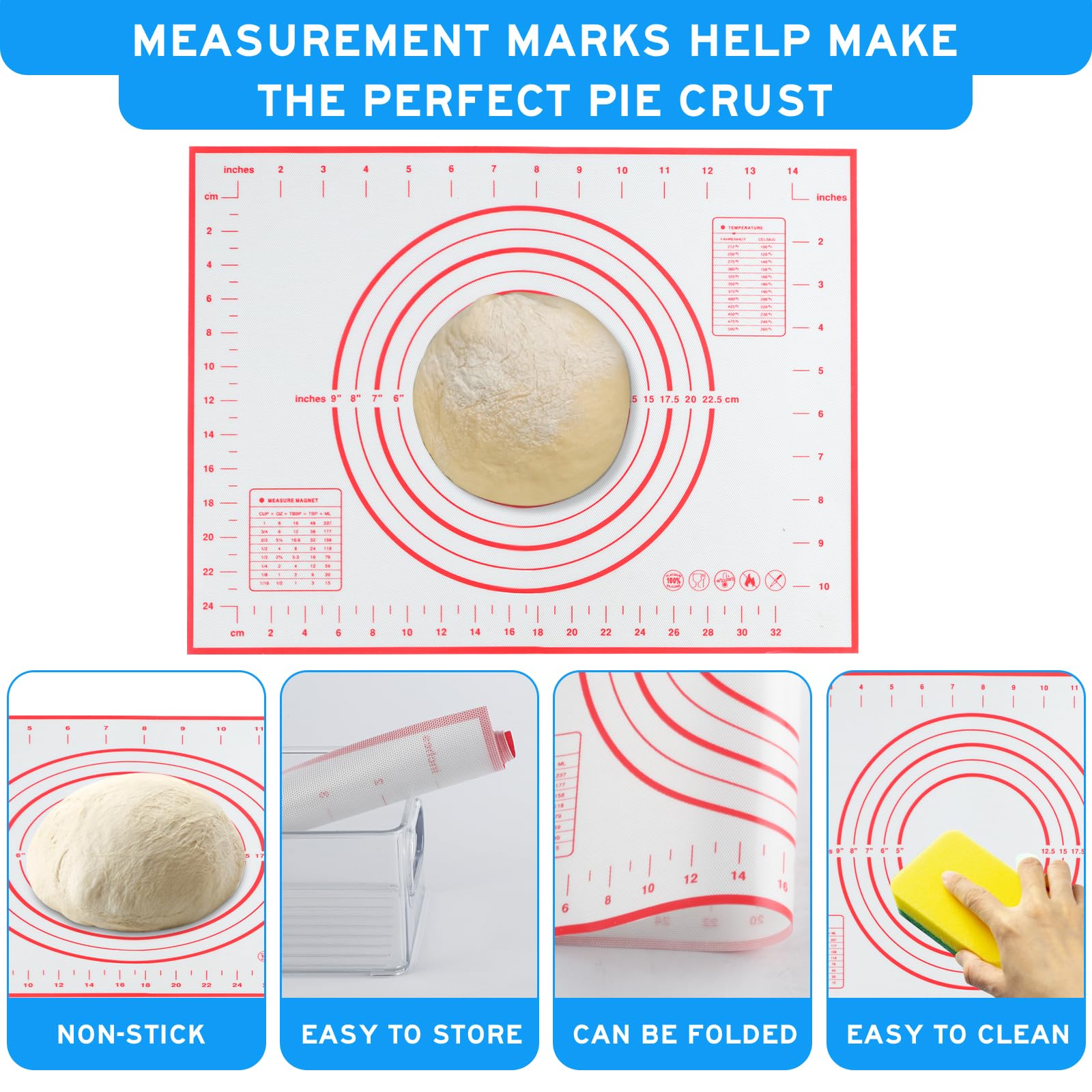 Fdit Silikon Nudelholz 23cm - Antihaft Teigrolle Mit Holzgriff Backen