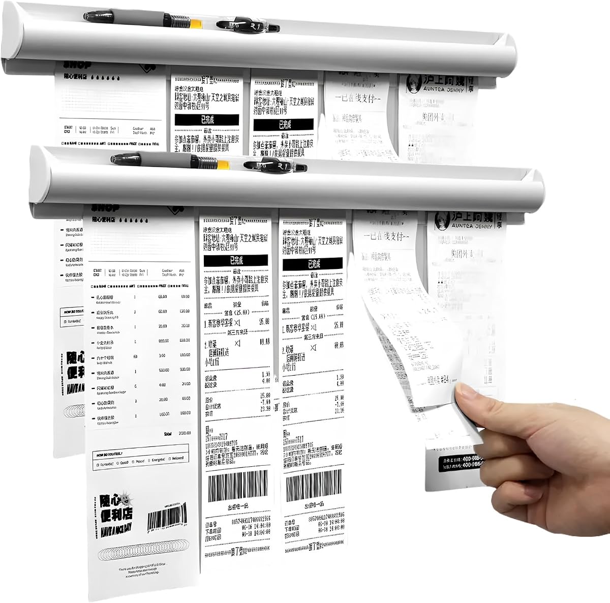 Ticket Holder for Restaurant Order Receipt Holders Strip(12 in, Silver, 2p) | Aluminum Alloy, No Drill Restaurant Order Holders, Self-adhesive, for Walls/Home/Kitchen/Pubs/Office/Bars, 2p, 30cm, Silver