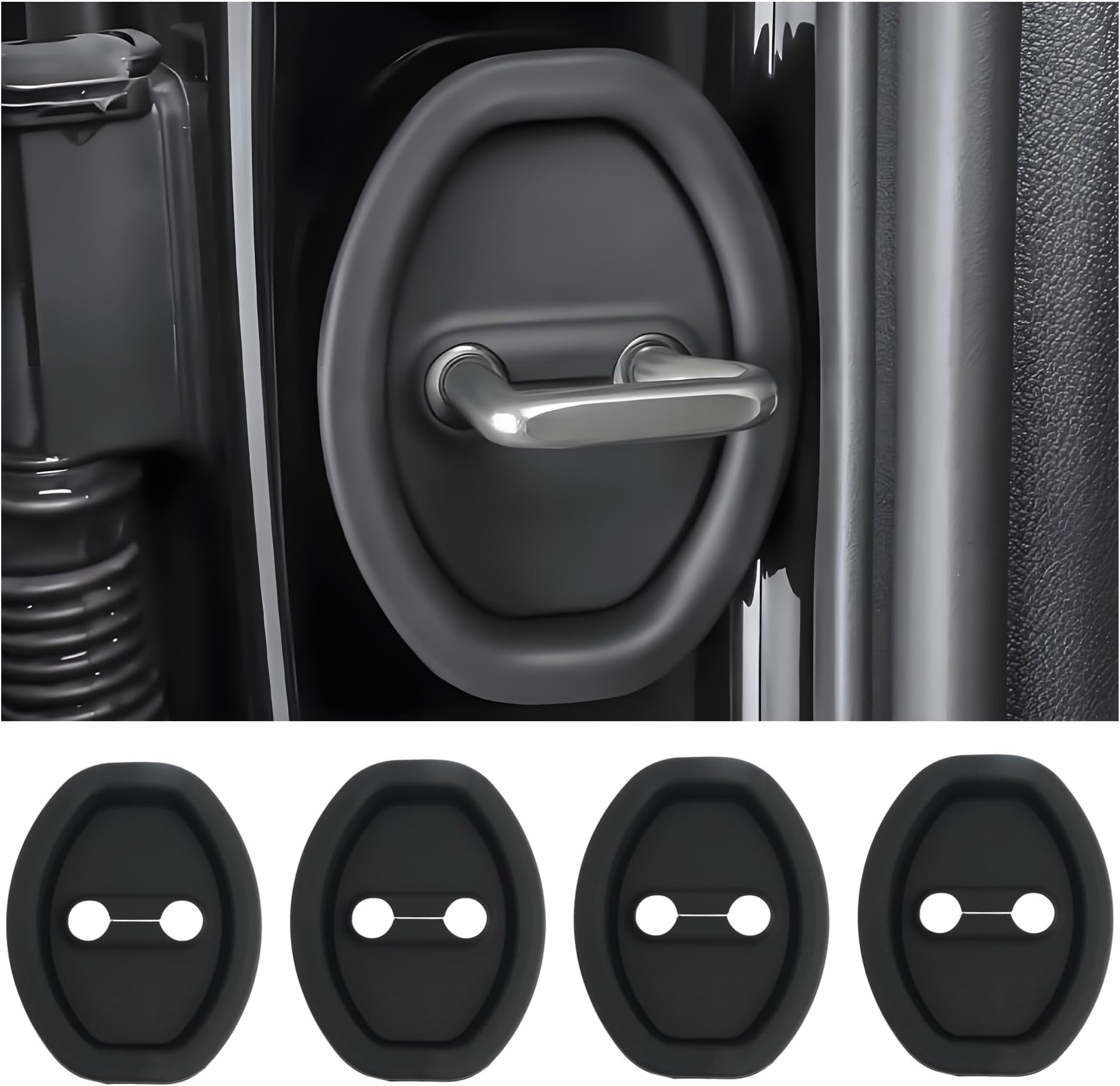 4 Pcs Car Latch Protector for 2024 2025 Toyota Grand Highlander, Durable Silicone Car Door Protector with Shock Absorption Noise Reduction