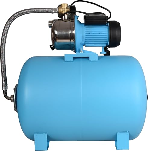 Domestic water pump JS 1100, domestic water supply pump with 100 liter tank, stainless steel INOX, water pump (3600 l/h, 1100 W, discharge height 50 m), pressure switch, - 7