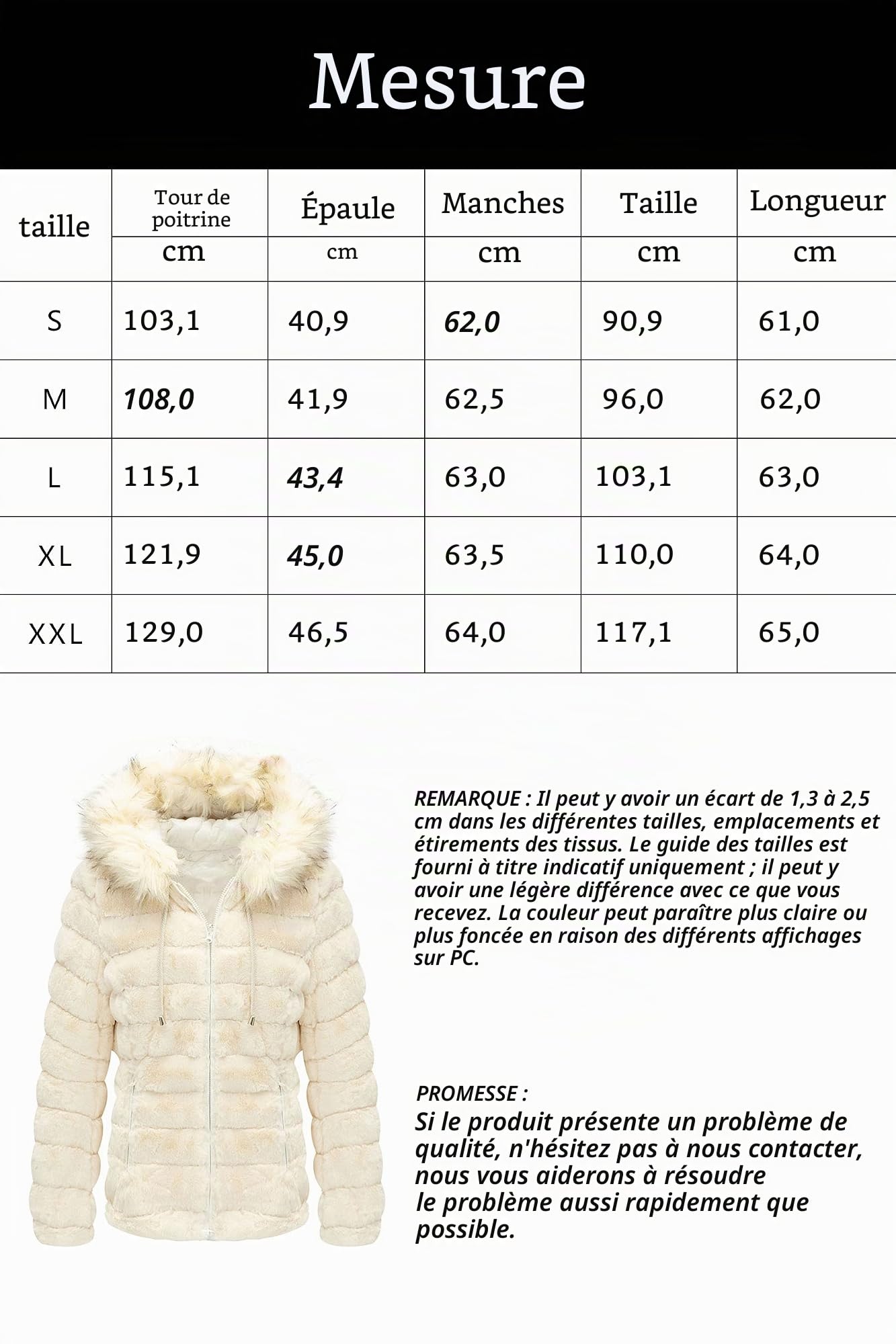 Giolshon Veste Polaire Double Face en Fausse Fourrure pour Femme, Le Manteau Matelassé Léger à Capuche Avec col en Fourrure