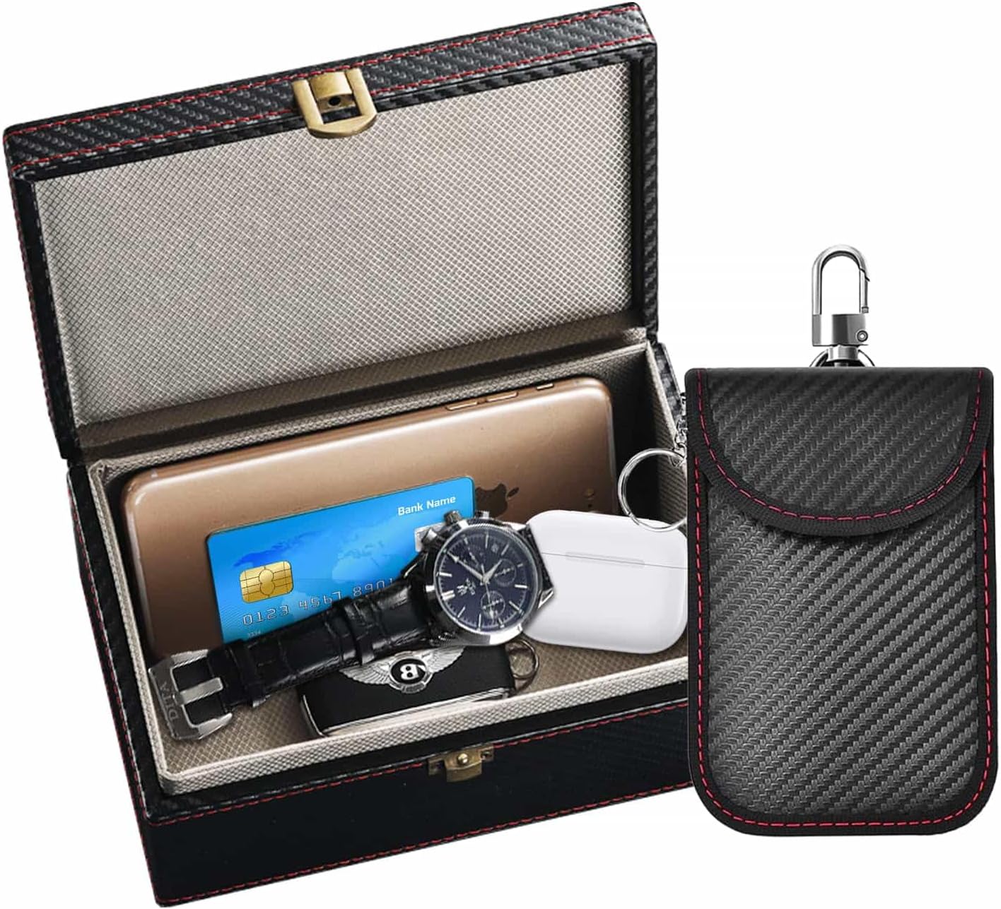 – Faraday Box for Car Keys RFID Signal Blocker Box with Faraday Blocking Pouch 19x12x9CM Anti-Theft Key Fob Protector 12 Keys Capacity Universal Car Key Safe for Keyless Entry Cars (Large)