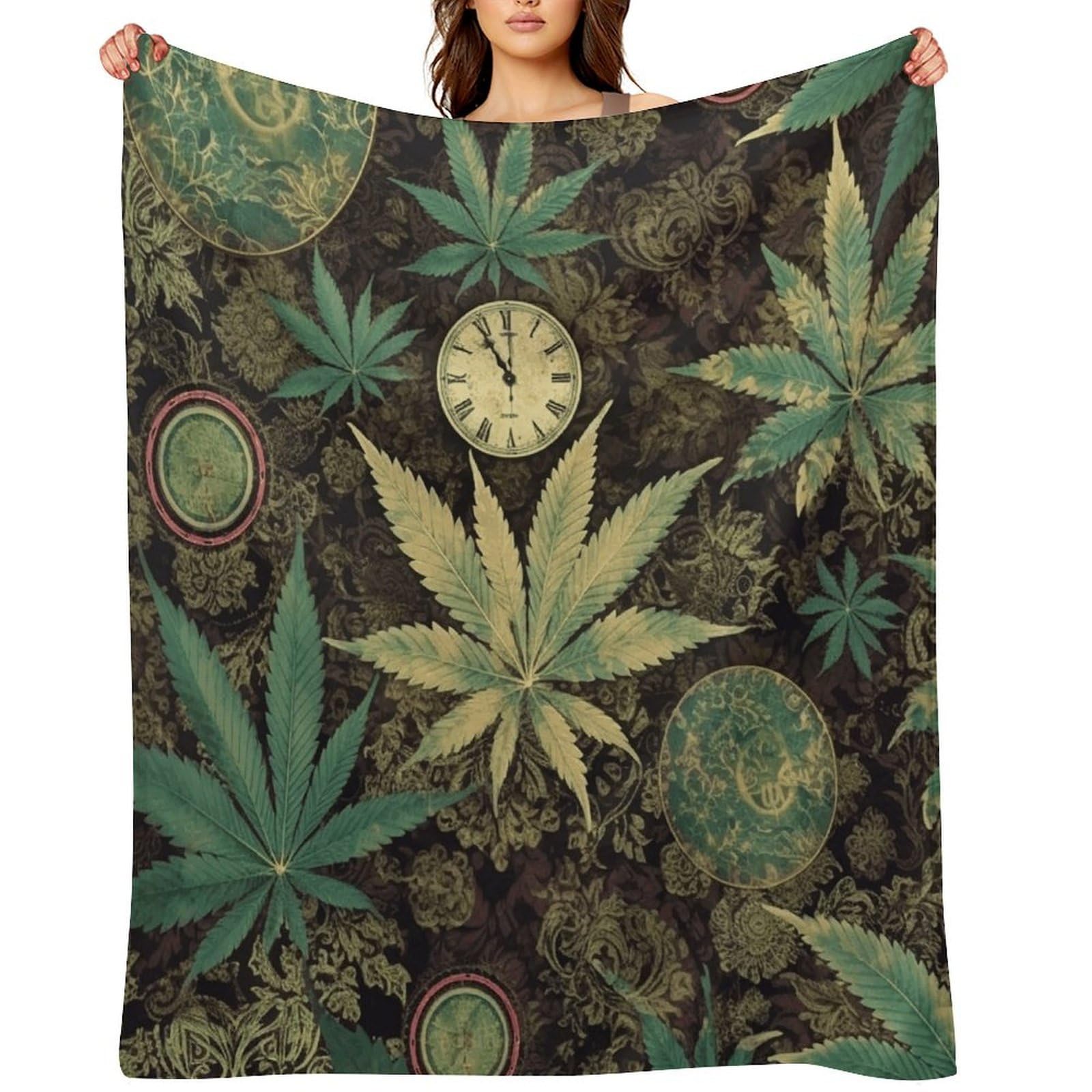 Flannel Fleece Throw Blanket - 40"x50" Super Soft Plush,Lightweight Wrinkle Resistant Cozy A Puff in Time Weed Marijuana Blanket for Couch Sofa Bed Travel Camping and Gift