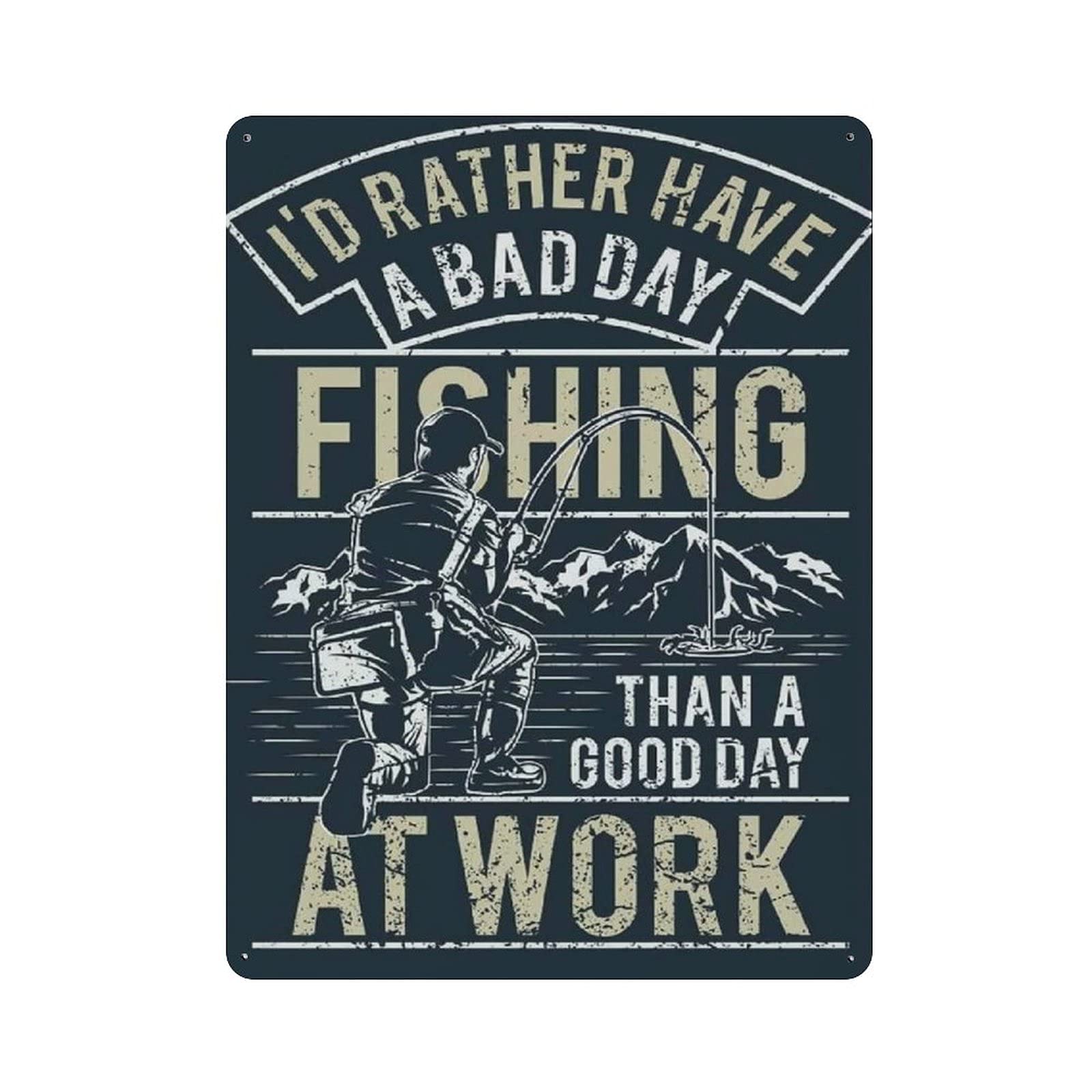 Metal Tin Sign Bad Day Fishing Vintage Tin Poster Metal Sign Wall Decoration Country Kitchen Home Garage Decor 16"x12"