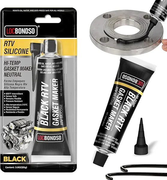 LOCBONDSO Black RTV Silicone Sealant, Silicone Gasket Maker, High Temp Up to 600F, Sensor Safe, Oil Resistance Flexible for Automotive, Engine, Gearboxes, 3 oz