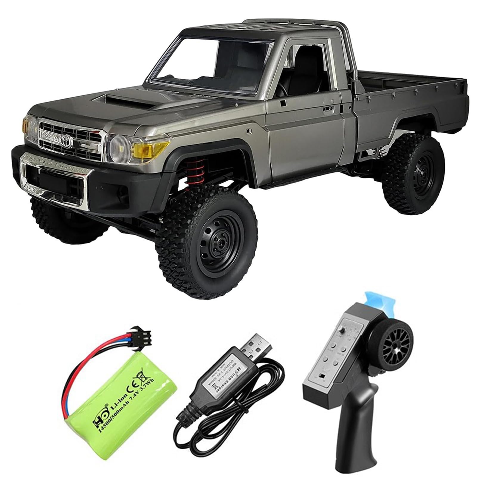 ARRIS Échelle 1/12 RC Crawler, MN-82P RTR RC Truck LC79 4x4 Véhicules tout-terrain 2,4 GHz RC Rock Car avec lumières LED, batterie 7,4 V 1200 mAh pour adultes (gris)