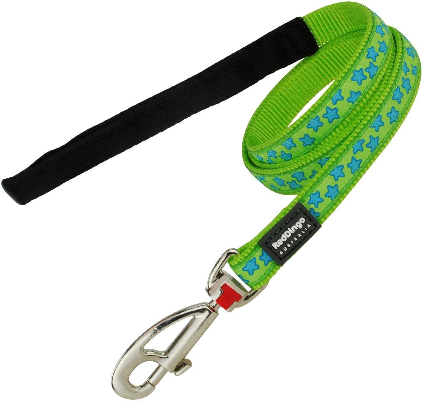 Red Dingo Dog Lead Comfort Green Stars Blue