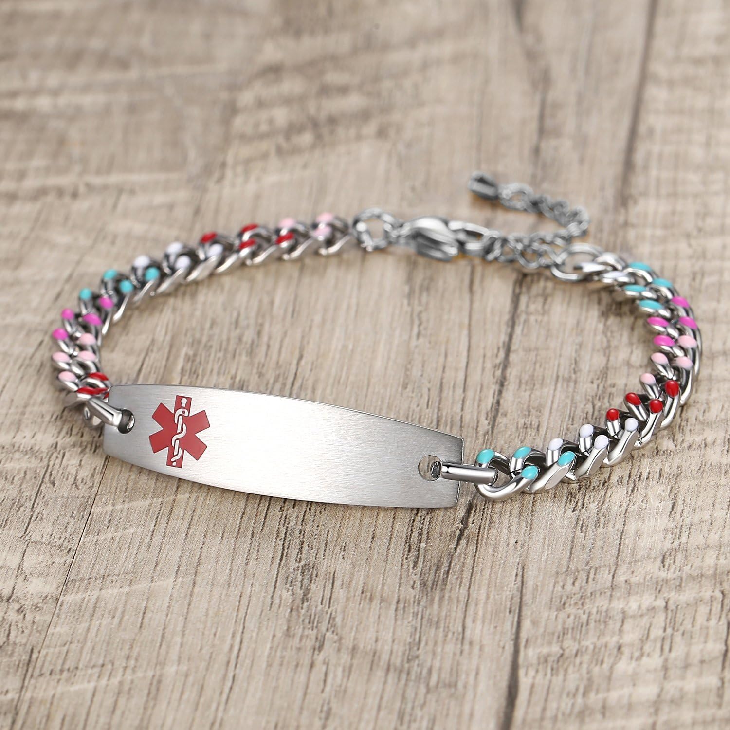 Medical alert bracelets for Women Personalized Stainless steel Medical id Bracelets with Free engraving Adjustable 6 inch-9 inch