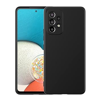 Foluu Silicone Case for Samsung Galaxy A53 5G, Liquid Gel Rubber Bumper Case with Soft Microfiber Lining Cushion Slim Hard Shell Shockproof Protective Cover for Samsung Galaxy A53 5G 2022 (Black)