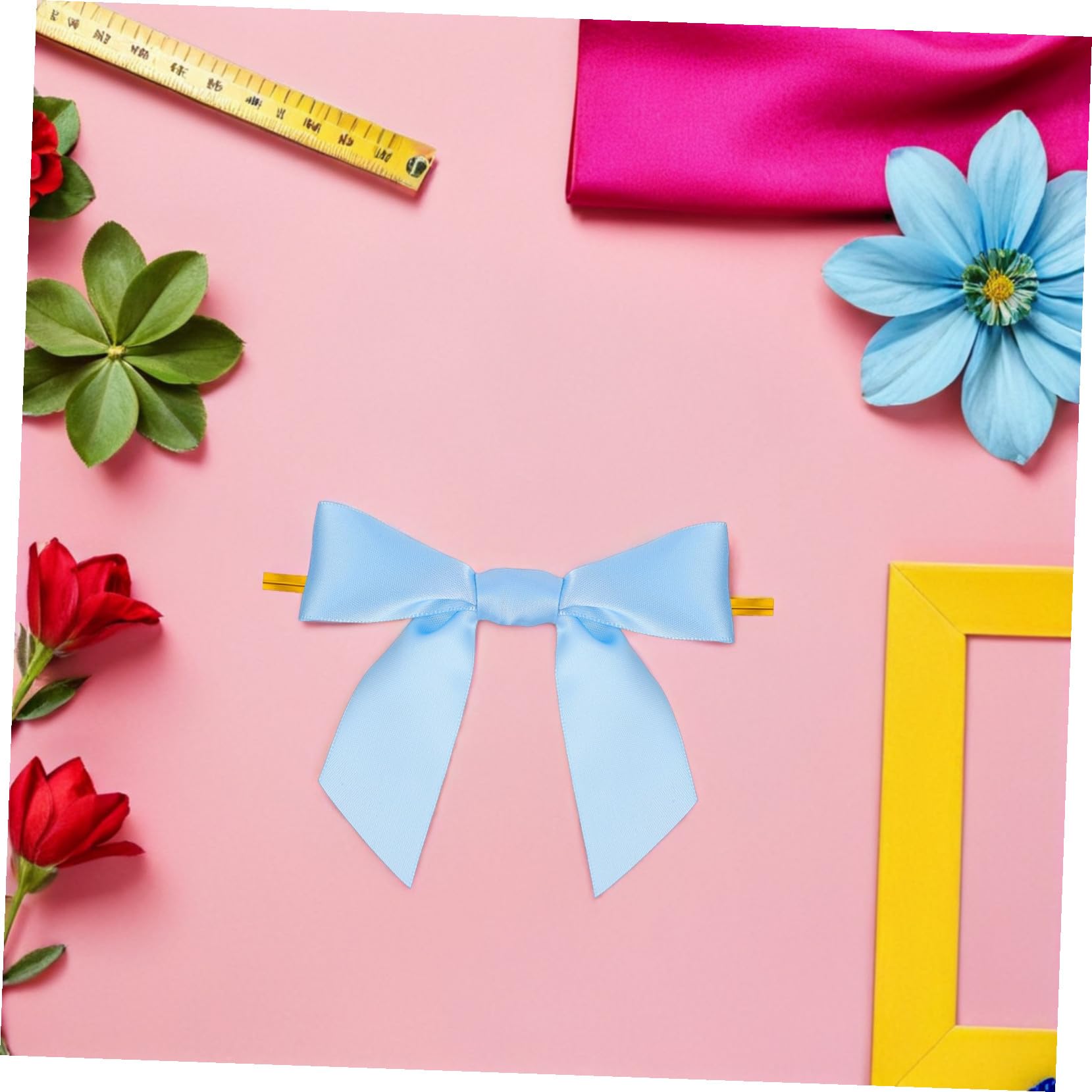 100 Pezzi Fiocchi Mini Pre-legati Azzurri per Confezioni Regalo Decorazioni per Sacchetti e Accessori Te Fiocchi con Filo per Chiusura Sacchetti e Decorazioni per Feste e Matrimoni