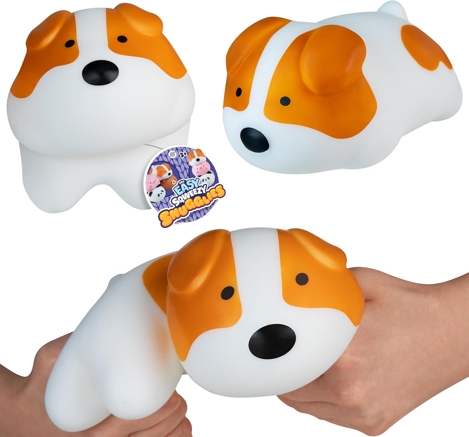 ORB Easy Sqweezy Snugglies Jumbo Squishy Dog - Stretch, Squeeze, Snuggle This Big, Fun, Slow Rising and Extra Soft Toy Pet Dog for Stress Relief - Stretchy and Squishy Fidget Toy for Kids and Adults