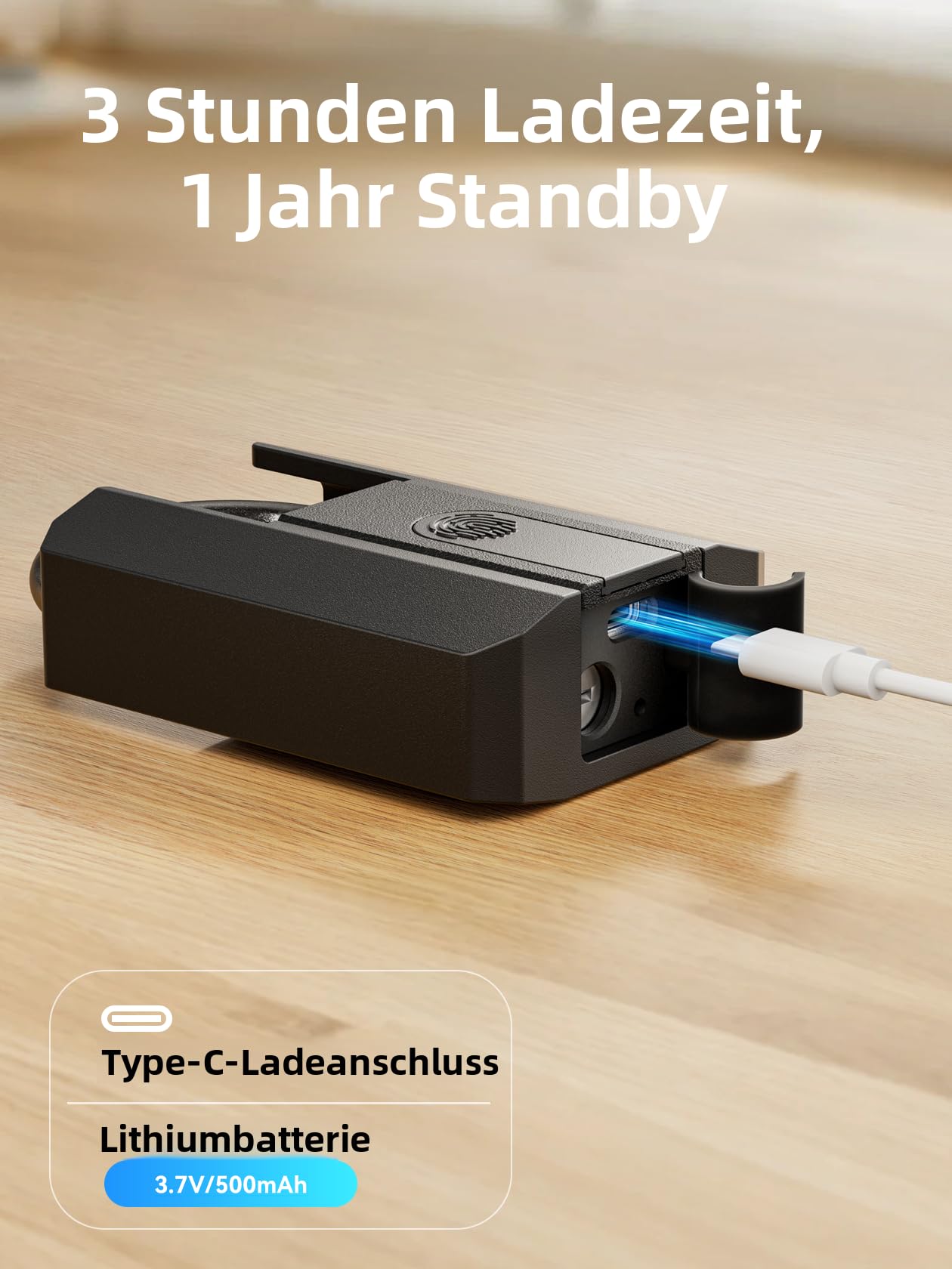 NexusLab Fingerabdruck-Vorhängeschloss mit App und Mesh, 4 Öffnungsmethoden, IP67 wasserdicht, USB-C wiederaufladbar, für bis zu 50 Fingerabdrücke, für Tor, Garage und Lager