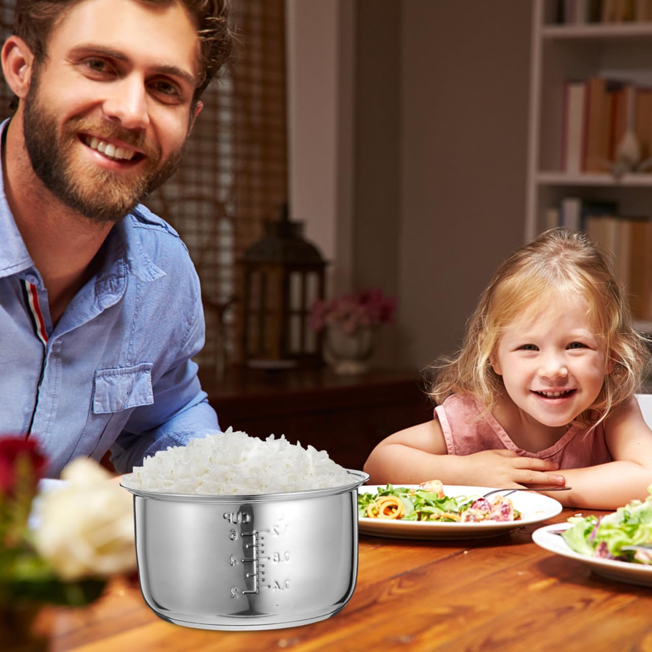 Alipis Pot Intérieur en Acier Inoxydable Antiadhésif pour Cuiseur À Riz 3L Compatibilité Universelle Accessoire Remplacement pour Cuiseurs Électriques Cuisine Maison