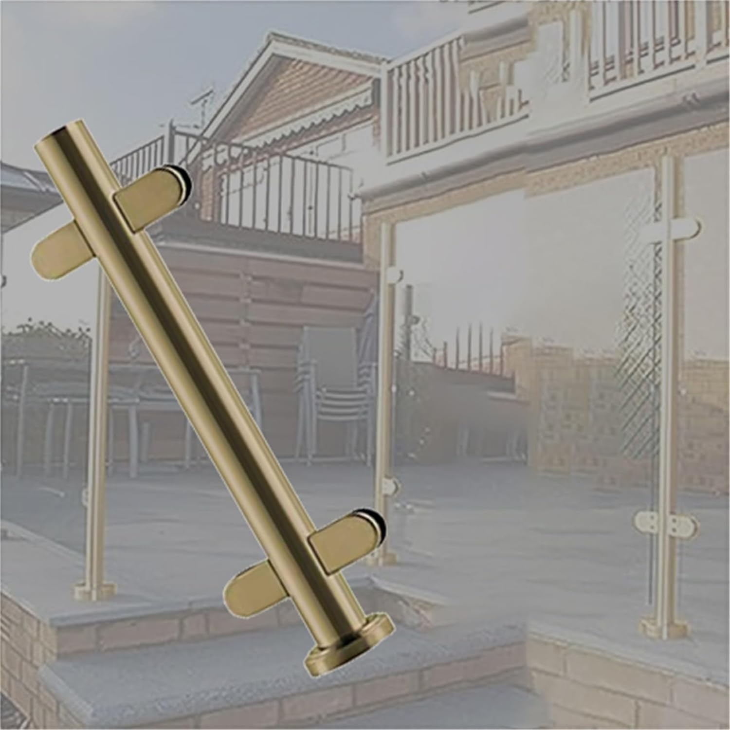 Stainless Steel Glass Balustrade Post for Deck & Stairway, 80cm Outdoor Round Railing Pole, Durable Vitreous Fence System, Modern Safety Solution