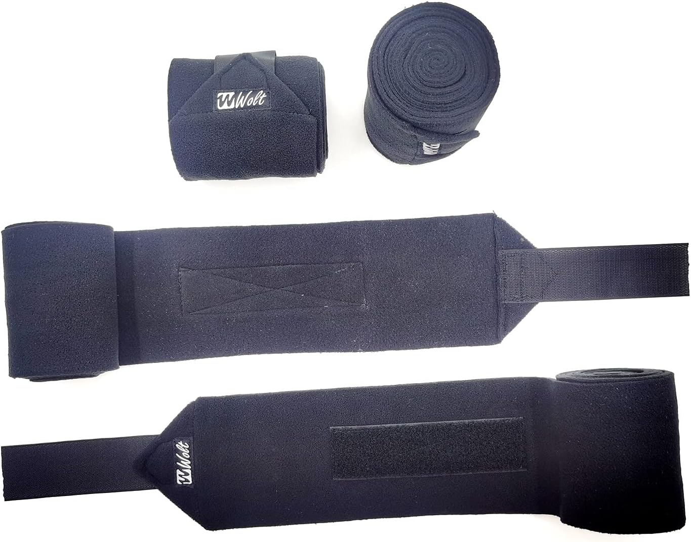 STORMER 's Choice Horse Polo Leg Wraps Soft Fleece Leg Bandage Set of 4 （ Black） : Pet Supplies