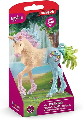 Miniatura 5 de Schleich bayala, Juguetes de unicornio para niñas y niños, potro de unicornio de malvavisco con gemas, rosa