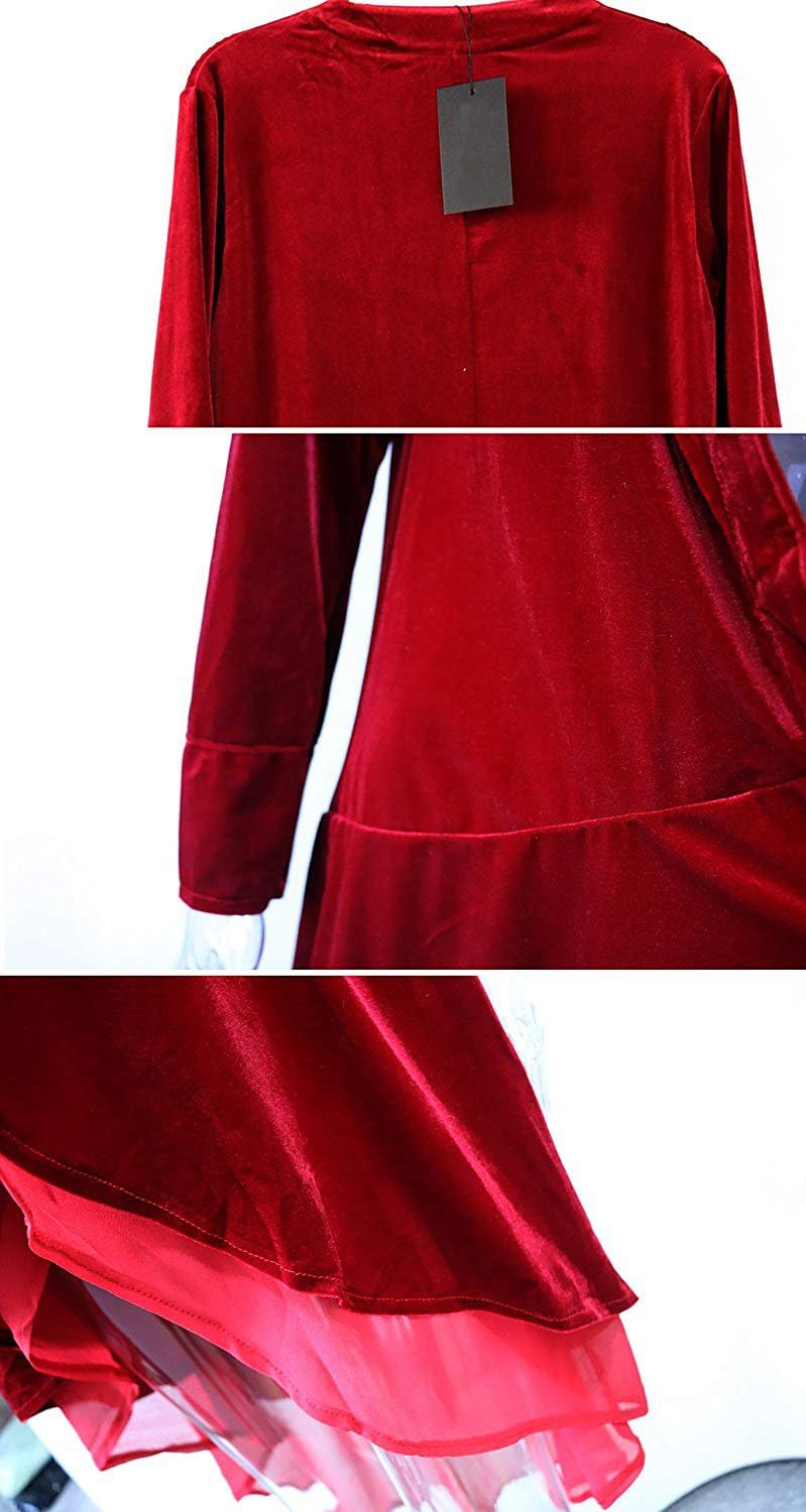 Women Ruffled Asymmetric Long Velvet Blazers Coat Casual Jackets - Image 5