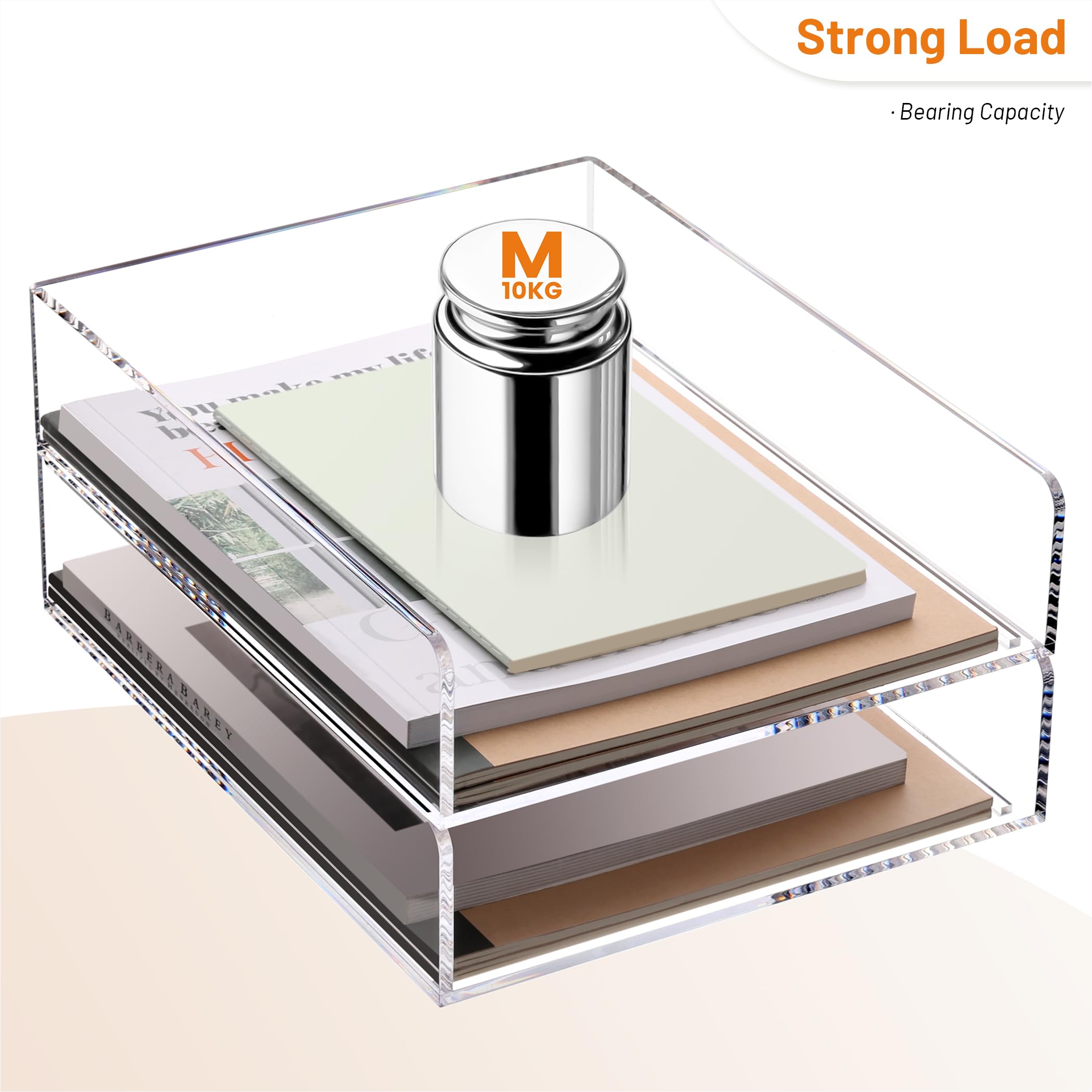 SANRUI Premium 2-stöckige Briefablage aus Acryl – 5 mm extra dick & stabil – stapelbarer A4-Papier-Organizer & Dokumentenhalter – kristallklarer Schreibtisch-Organizer für Zuhause & Büro (30,5 x 23,5