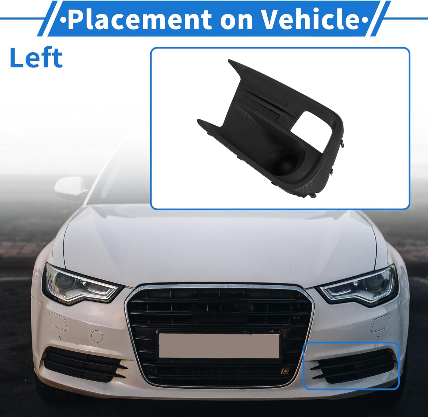 Fog Light Grill Front Lower Bumper Fog Light Cover Inserts No.57731VA370 for Subaru WRX 2018-2021 Black ABS 1 Pc Front Left Car