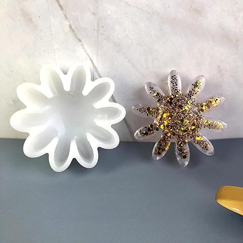 Vista 14 de Molde de silicona Freshie para coche con forma de flor de cara sonriente para hacer jabón aroma perlas coche Freshie, colgante, vela, resina