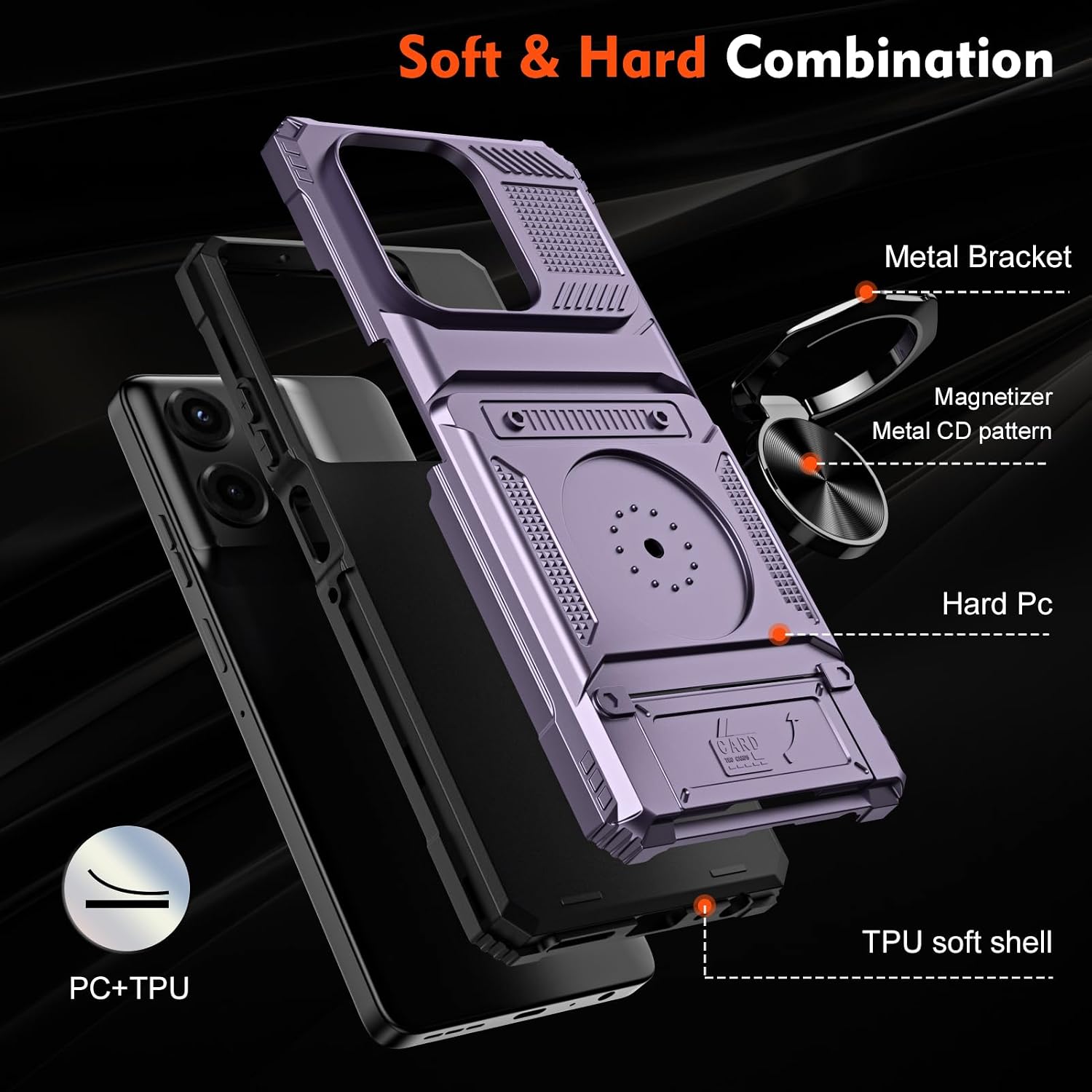 Phone Case for Motorola Moto G Power 5G 2025 Stand Women Men Purple image 5