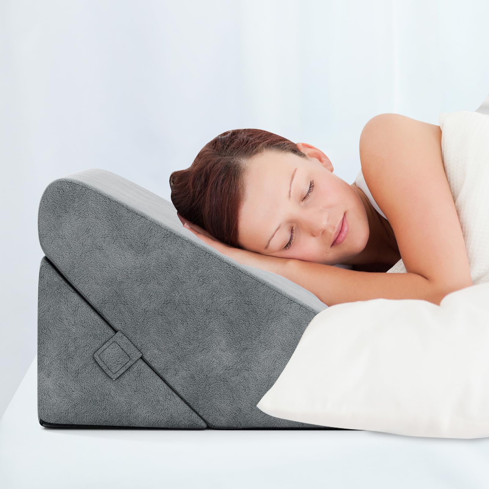 COSTWAY Poduszka klinowa, poduszka do czytania, poduszka pod plecy, poduszka na nogi, pianka memory foam, pokrowiec do prania, poduszka refluksowa dla dorosłych, ergonomiczna poduszka do siedzenia w