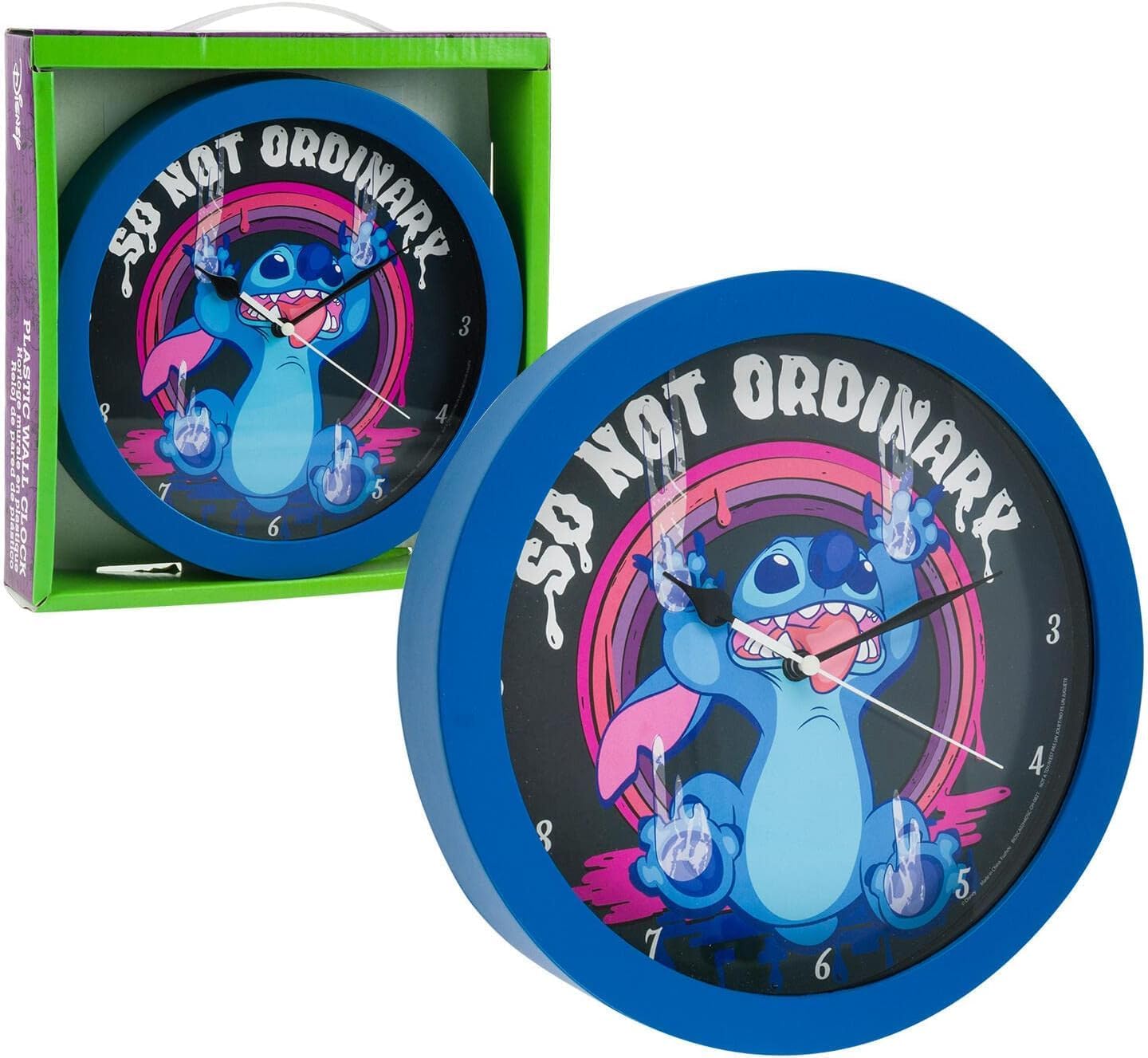Disney Lilo and Stitch 9.5-inch Wall Clock in pink packaging