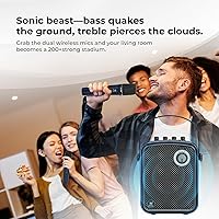 Vista 2 de Amplificador de voz inalámbrico con 2 micrófonos inalámbricos, micrófonos y juego de altavoces, micrófonos para profesores para cantar, máquina