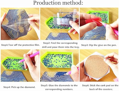 Miniatura 4 de NIHO-JIUMA Posavasos de arte con diamantes Van Gogh Starry Night, posavasos de pintura de diamantes para adultos/adolescentes (7 piezas)