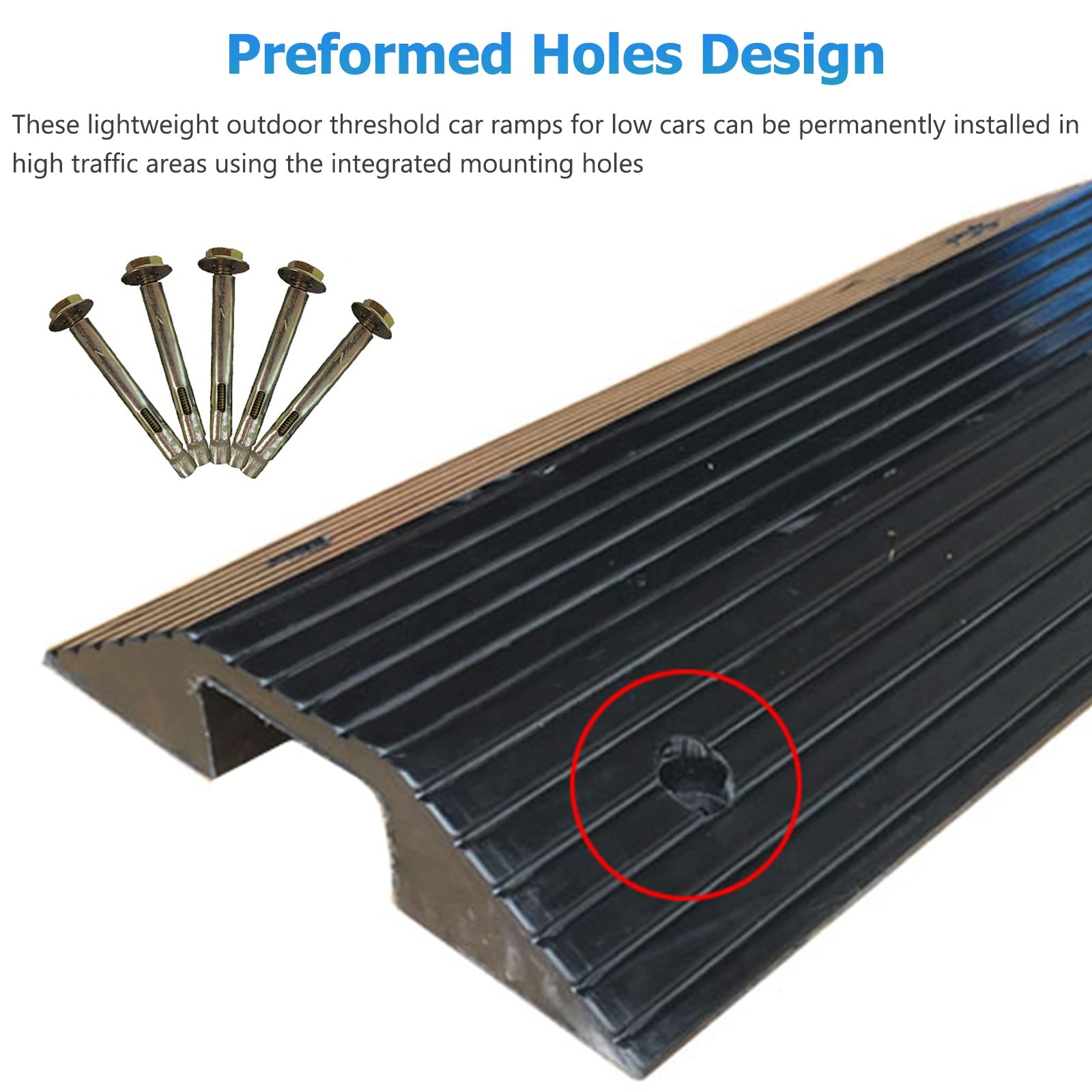 Loading Ramps, Threshold Bridge Ramp for 2.5 3 Inch Rise, Heavy Duty Rubber Entry Ramp with Screw for Garage, Doorways & Shed Door for Mobility Scooter &