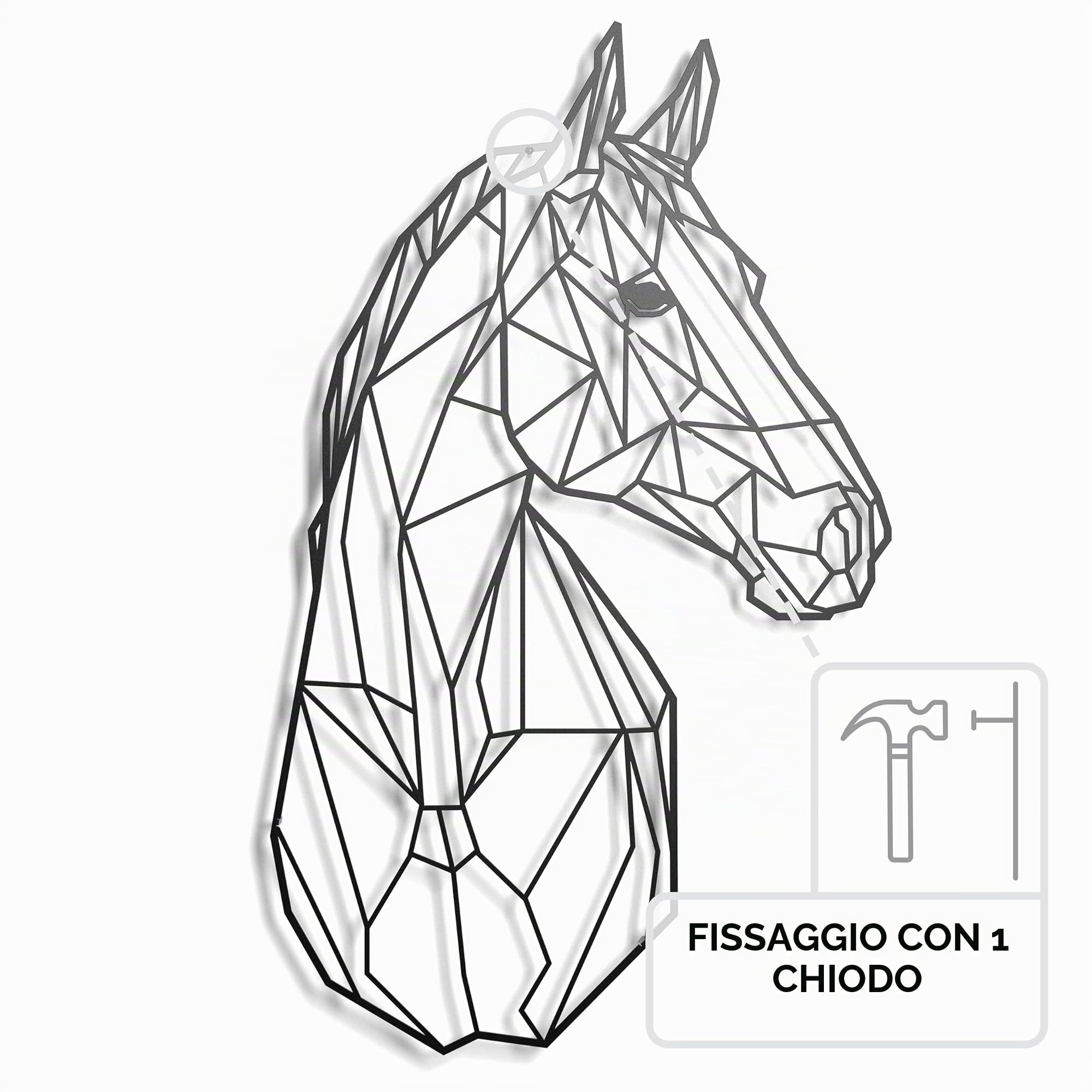 keluly Decorazione in metallo - Scultura da parete galleggiante, con ombre, in acciaio (43 x 31 cm, cavallo)