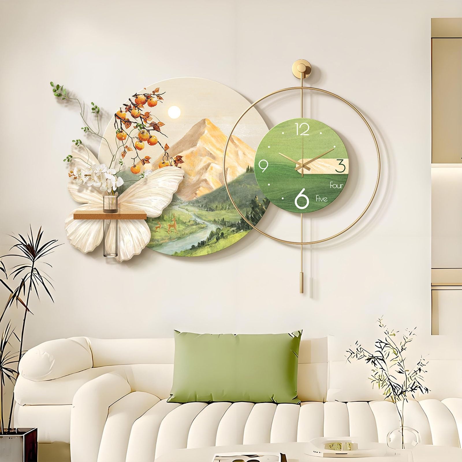 Horloge murale 3D pour décoration d'intérieur lumineuse et design chic