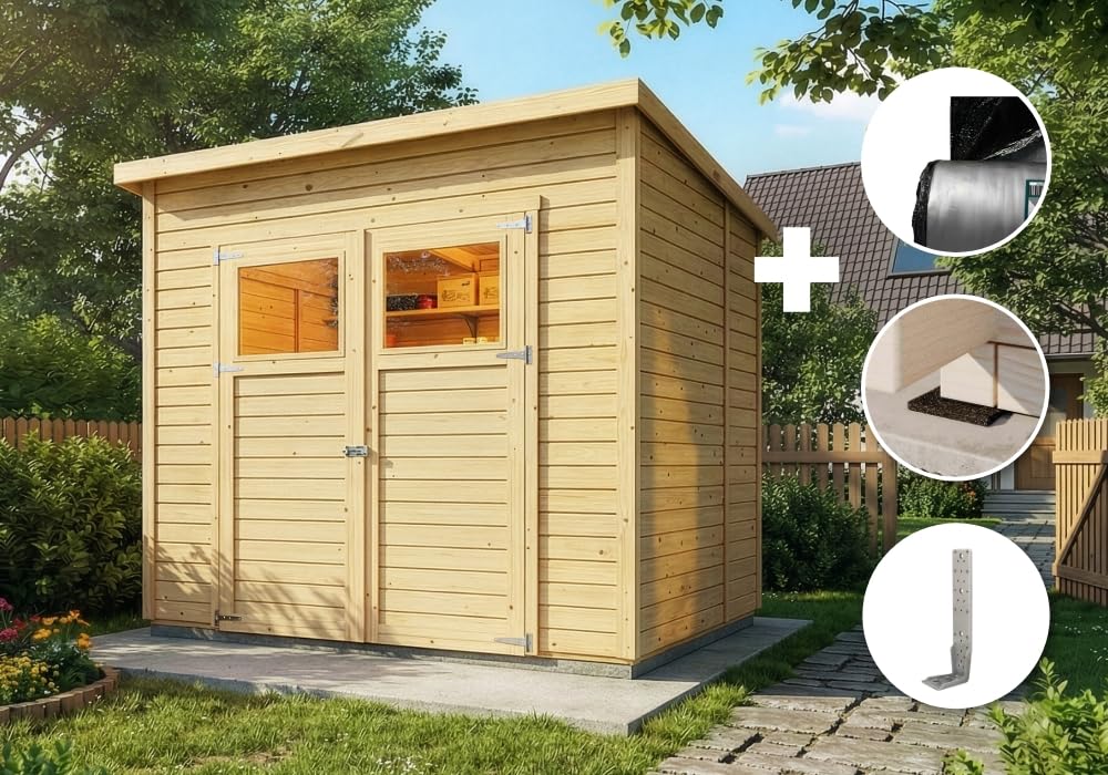 Alpholz Gerätehaus Set Mollie 251x199cm inkl. Boden, Dacheindeckung