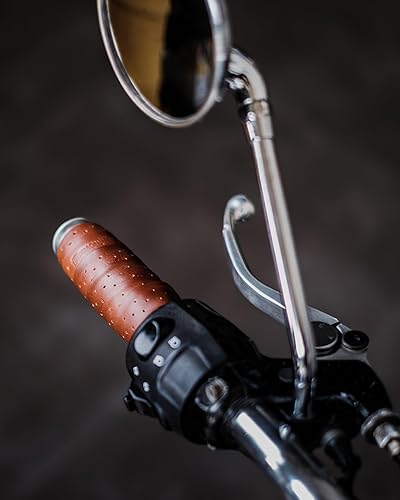 Vista 74 de Motorcycle Handlebar Leather Throttle Grips Wrap Covers With 3M Tape Universal for all Bike Handles Accessories By Trip Machine Company Cherry Red