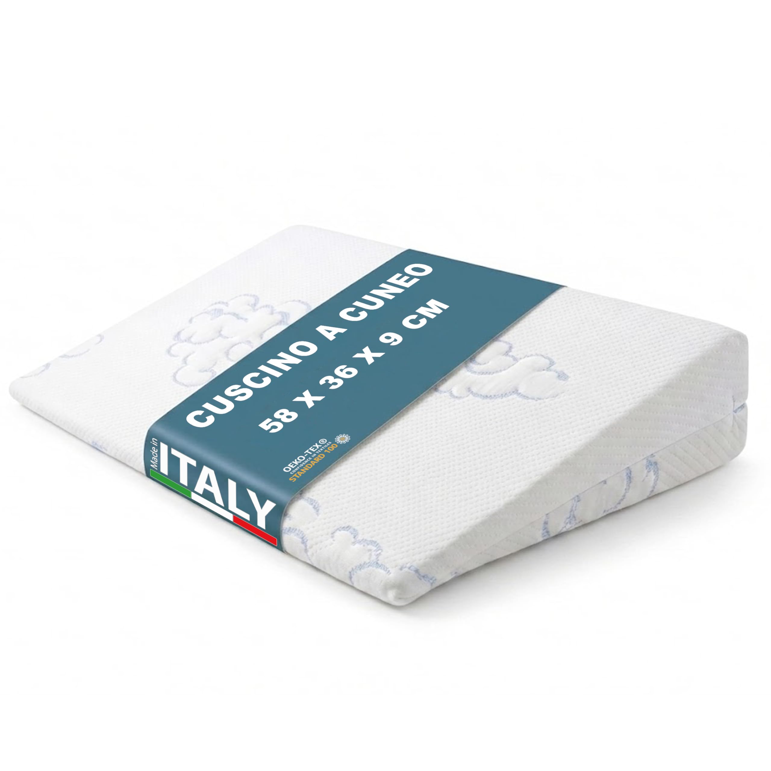 Manami Cuscino a Cuneo, Inclinazione Ergonomica 15°, Sfoderabile e Lavabile, Cuscino Lettino,Traspirante, Made in Italy