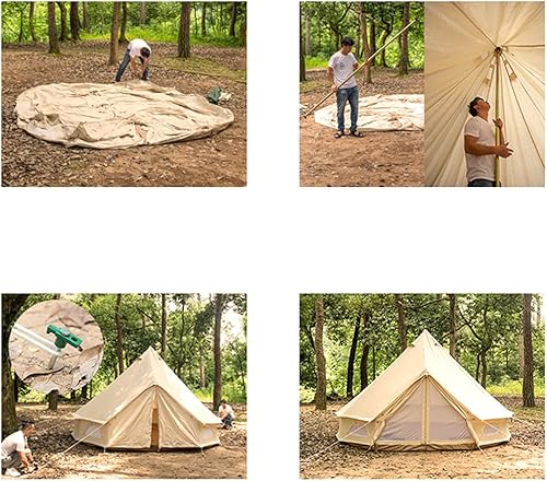 Miniatura 9 de AyfeS Tienda de campaña de pirámide para yurtas, tienda de campaña familiar al aire libre con agujero para estufa, tienda de campaña piramidal Tipi