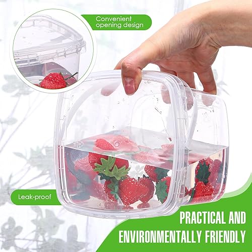 Miniatura 4 de Menkxi 15 recipientes de plástico de 68 onzas con tapas y asas, recipientes cuadrados transparentes para almacenamiento de alimentos, contenedores