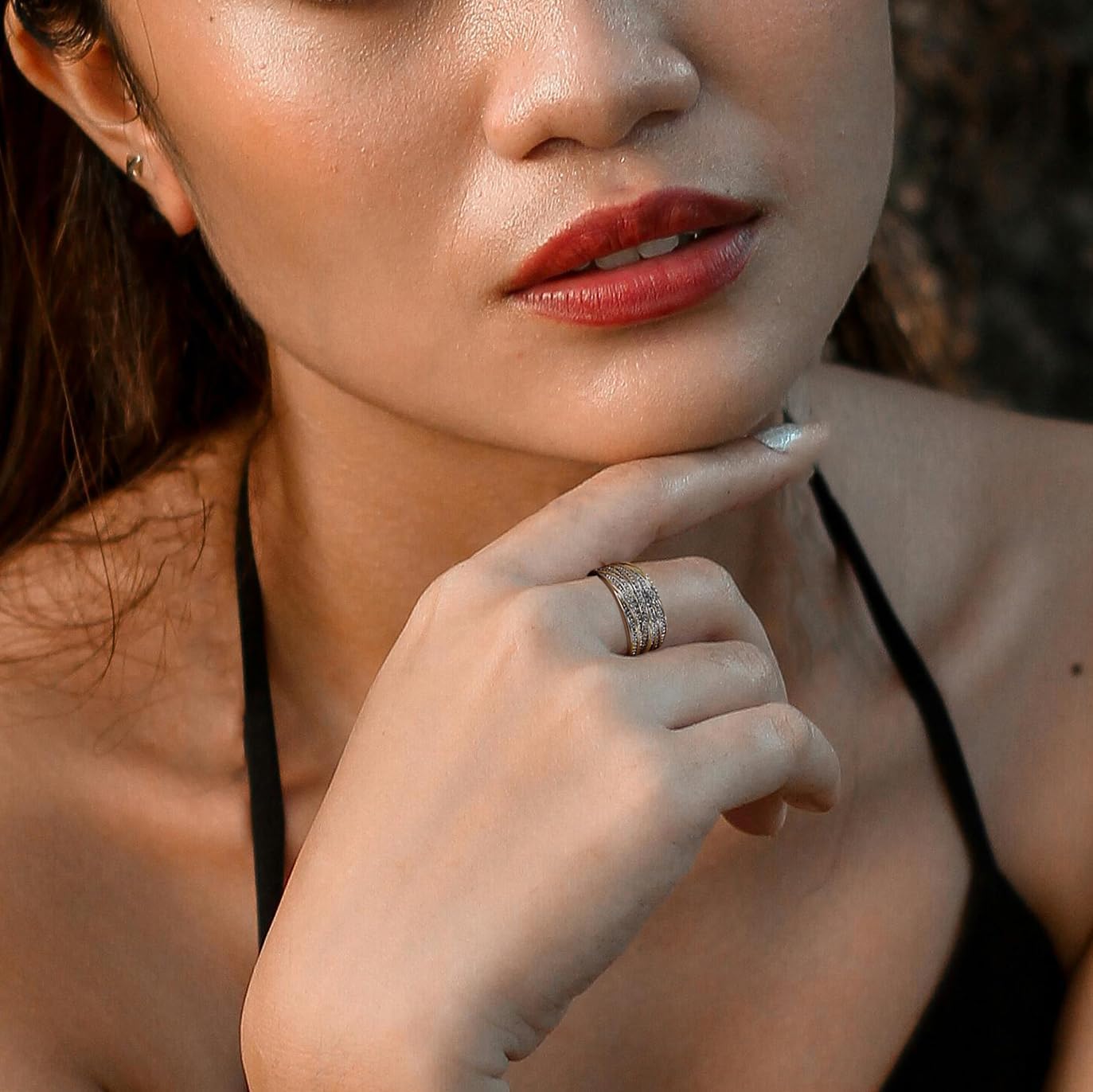 2 Tone 14K Gold & Silver Plated Ring, Wide Intertwined Crossover Statement Chunky Gold Rings Vintage Fashion Band Rings for Women Designer Jewelry Gifts - Image 5